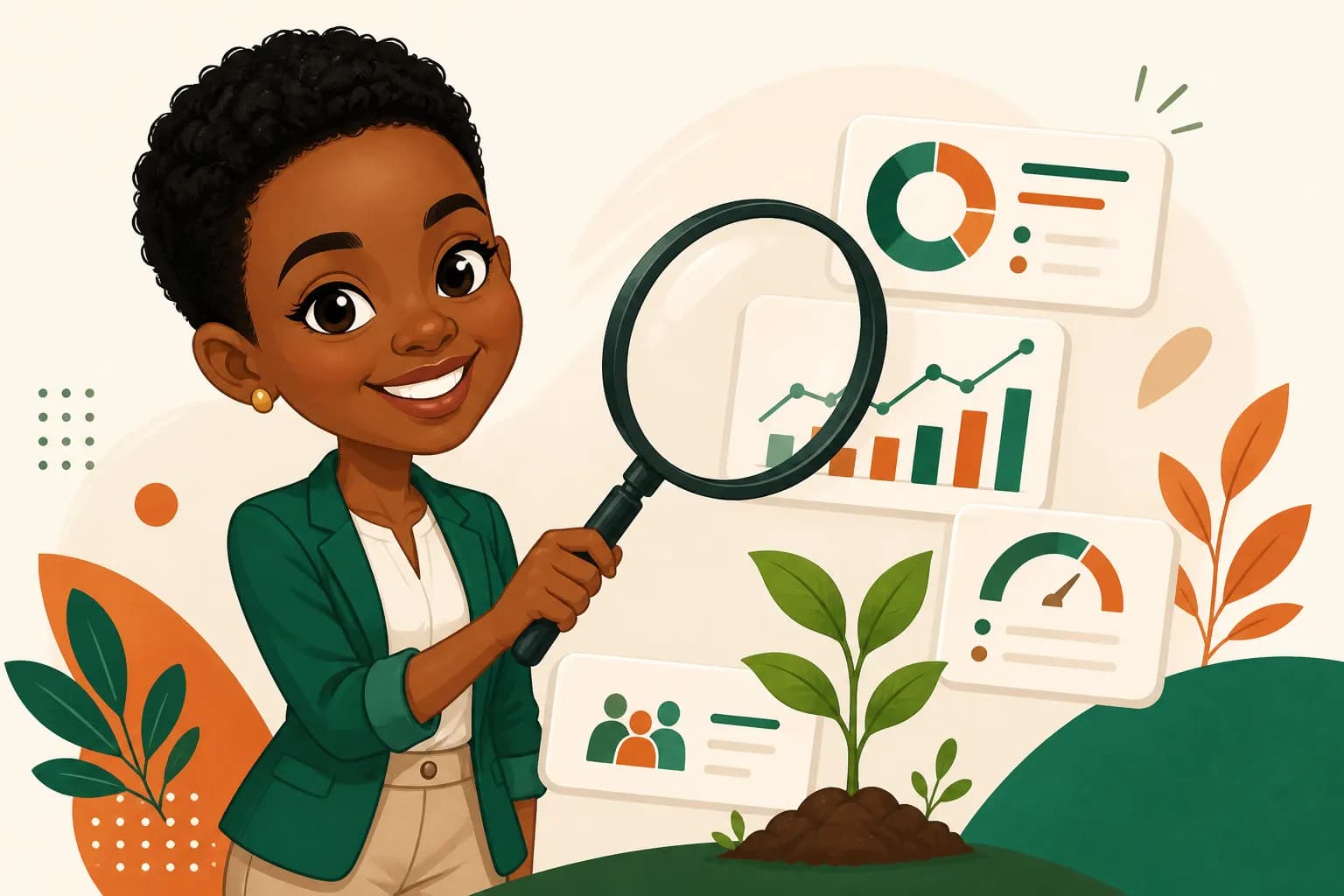 Caricature of a learner examining opportunity metrics